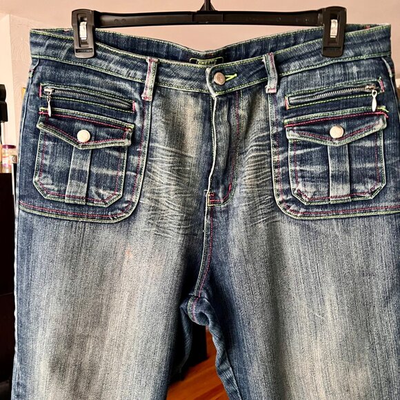 CREST JEANS Zippers w/ Small Pockets Stretch Cropped Capri JEANS Sz. 17/18 - Picture 3 of 5